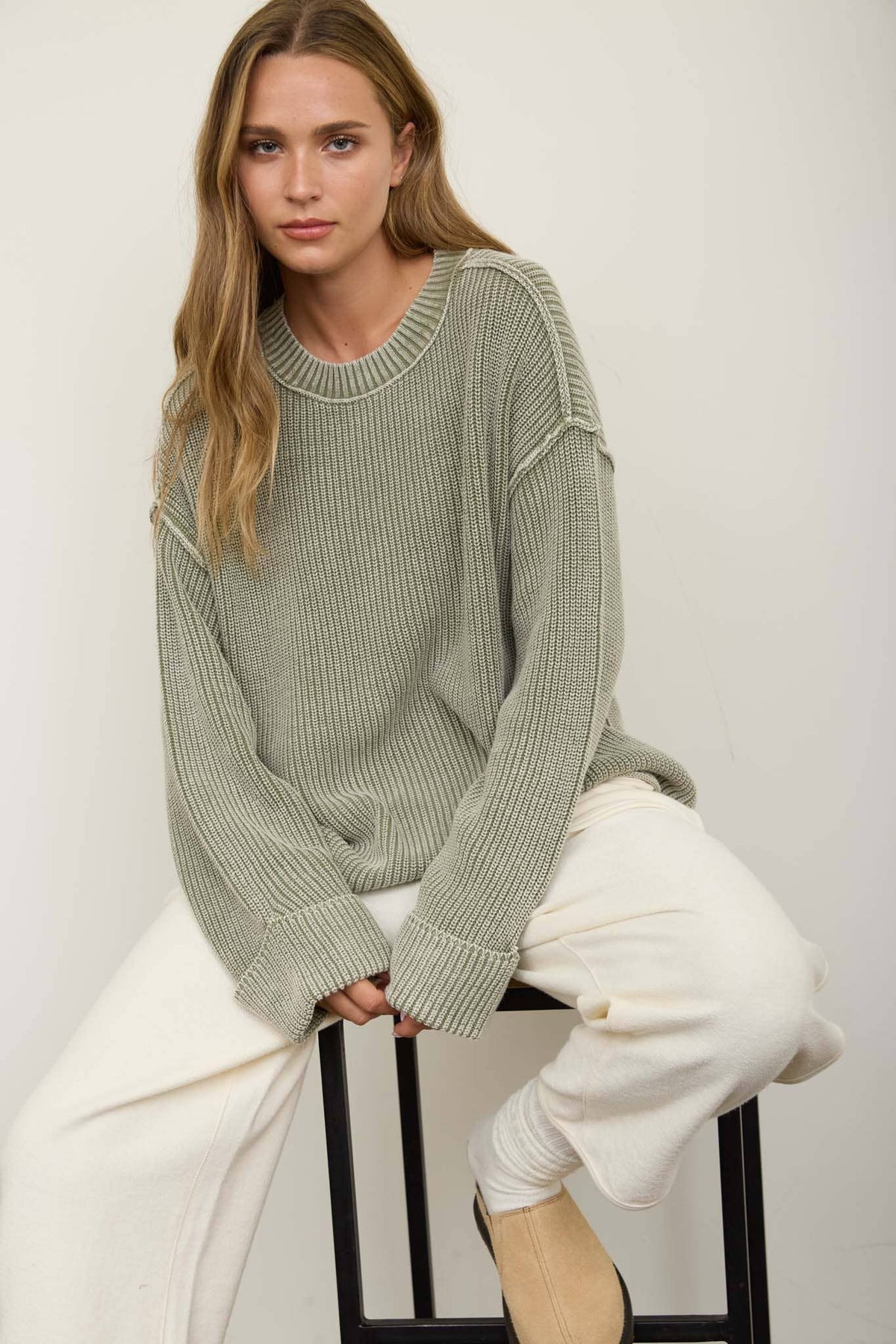 Olive Ribbed Sweater
