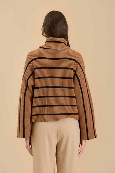 Stripe Crop Turtleneck