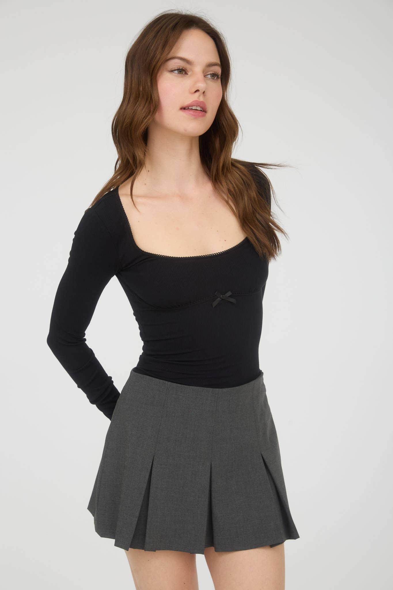 Scoop Neck Bow Detail Top