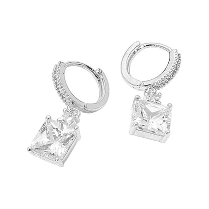 Gold Dipped Square Drop Huggie Earrings