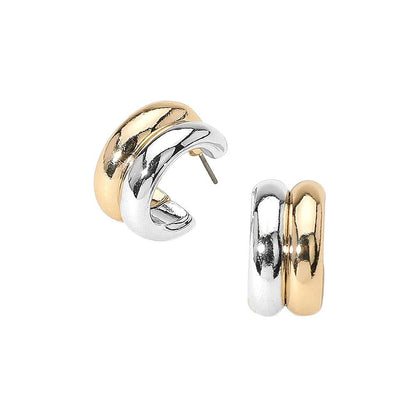 Two Tone Chunky Mini Hoops