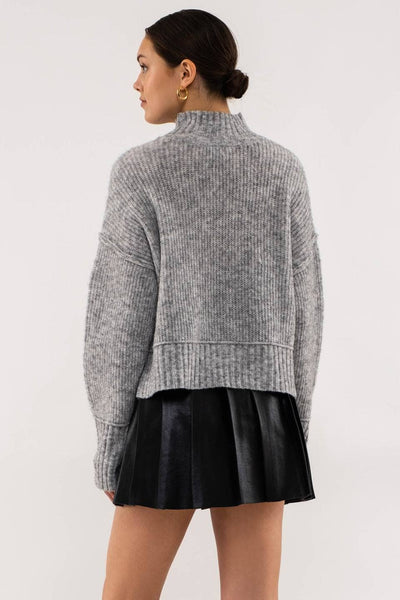 Mock Neck Split Hem Sweater