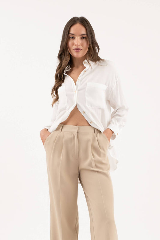 Oversized Button-Down Long Sleeve Shirt