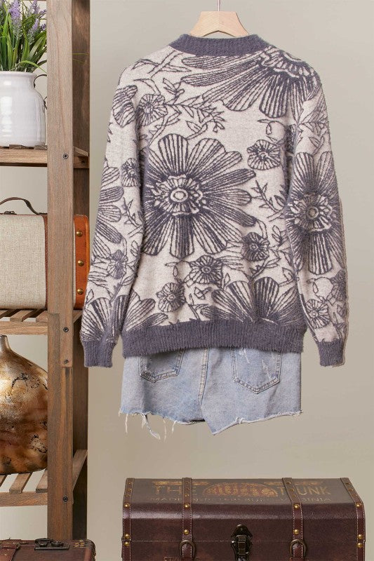 Floral Crew Neck Sweater