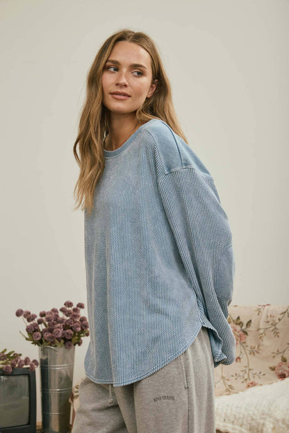 Denim Washed Knit Sweater