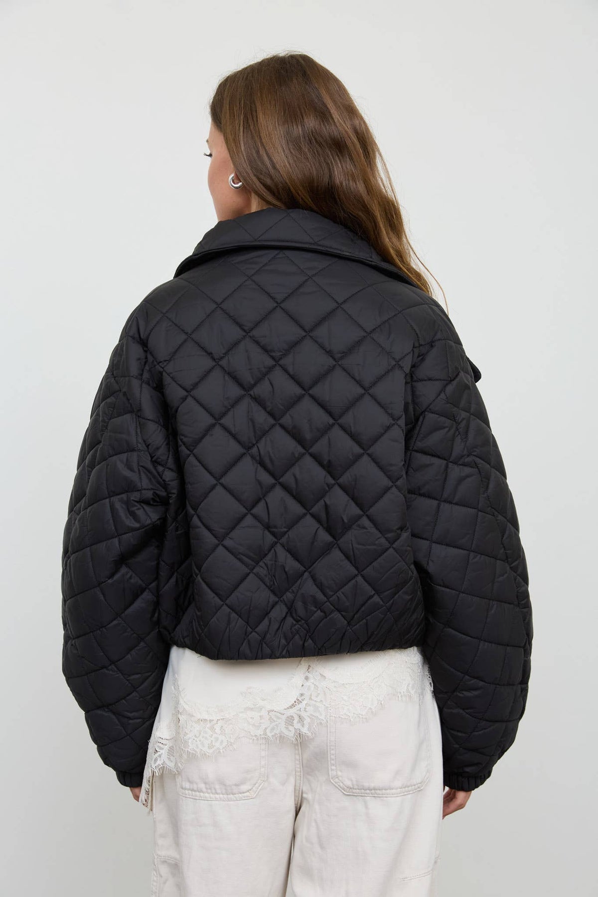 Blu Pepper - QUILTED SHAWL COLLAR CROPPED JACKET-Blu Pepper-Bottoms Up Boutique