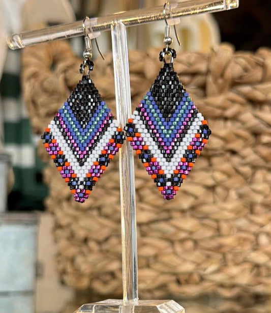 Black Multi Beaded Earrings