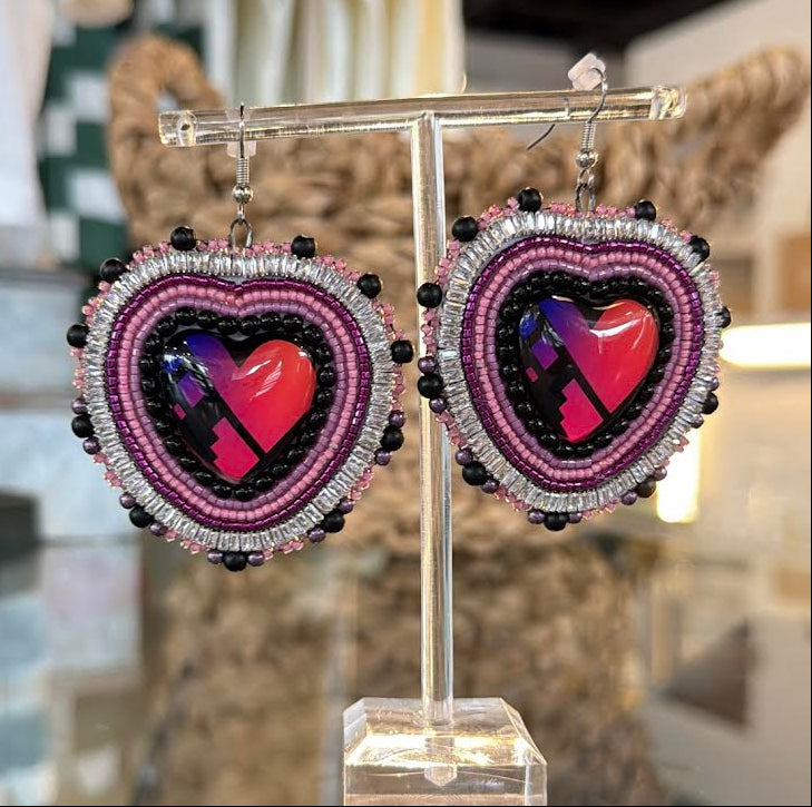 Pink Heart Statement Earrings