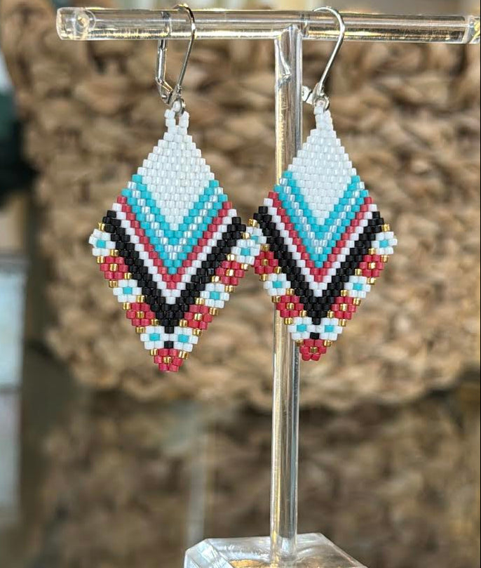 White Multi Beaded Earrings