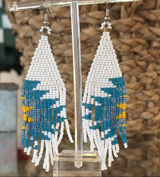 Turquoise Floral Beaded Earrings