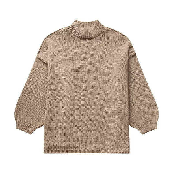 Mock Neck Khaki Sweater