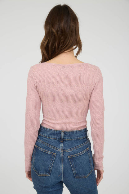 Boat Neck Crochet Knit Top