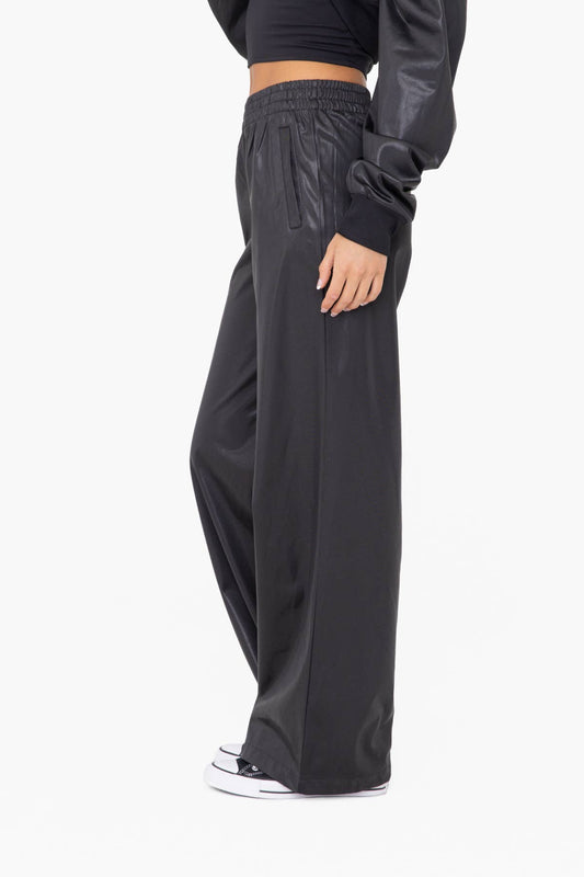 Glossy Wide Leg Flare Pants-Bottoms-Bottoms Up Boutique-Anchorage AK