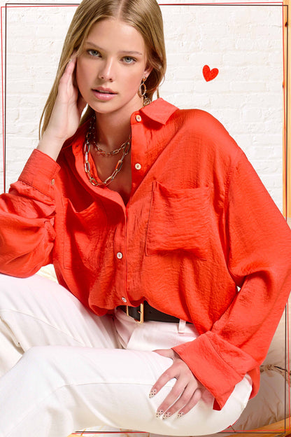 Tomato Red Button Down