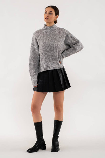 Mock Neck Split Hem Sweater