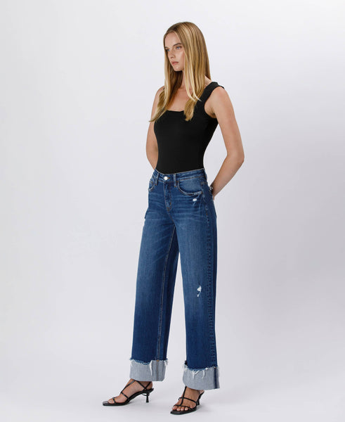 Blue Stream High Rise Cuffed Wide Leg