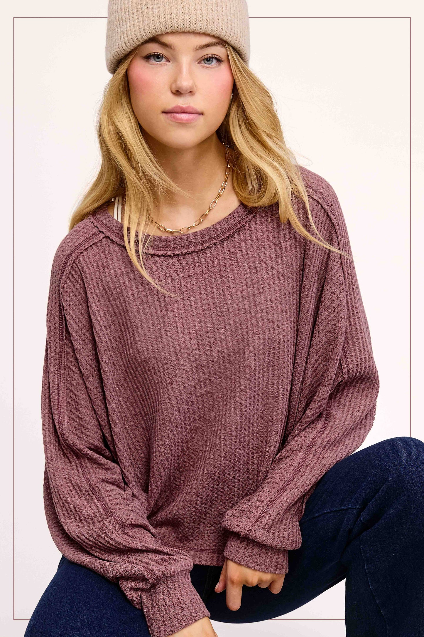 Berry Brushed Waffle Top