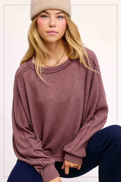 Berry Brushed Waffle Top