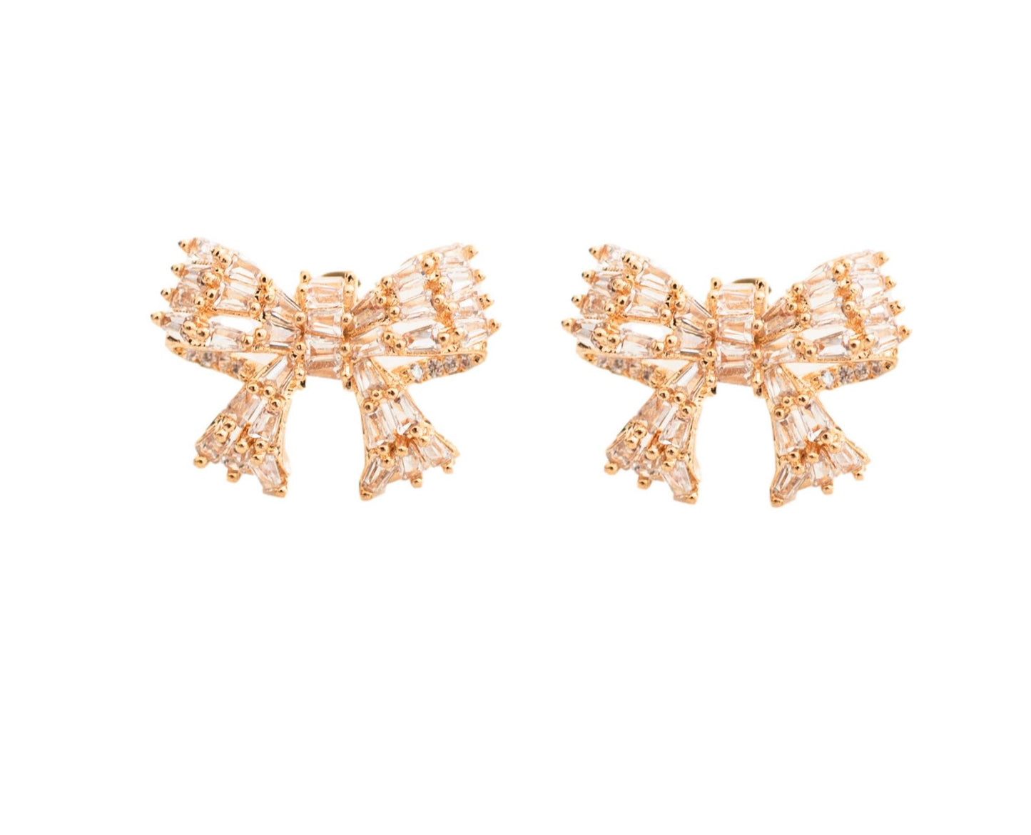 Gold Mini Sparkler Bow Earrings