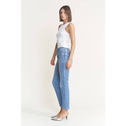 Glacial High Rise Button Denim