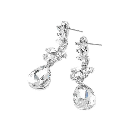 Glass Stone Dangle Evening Earrings
