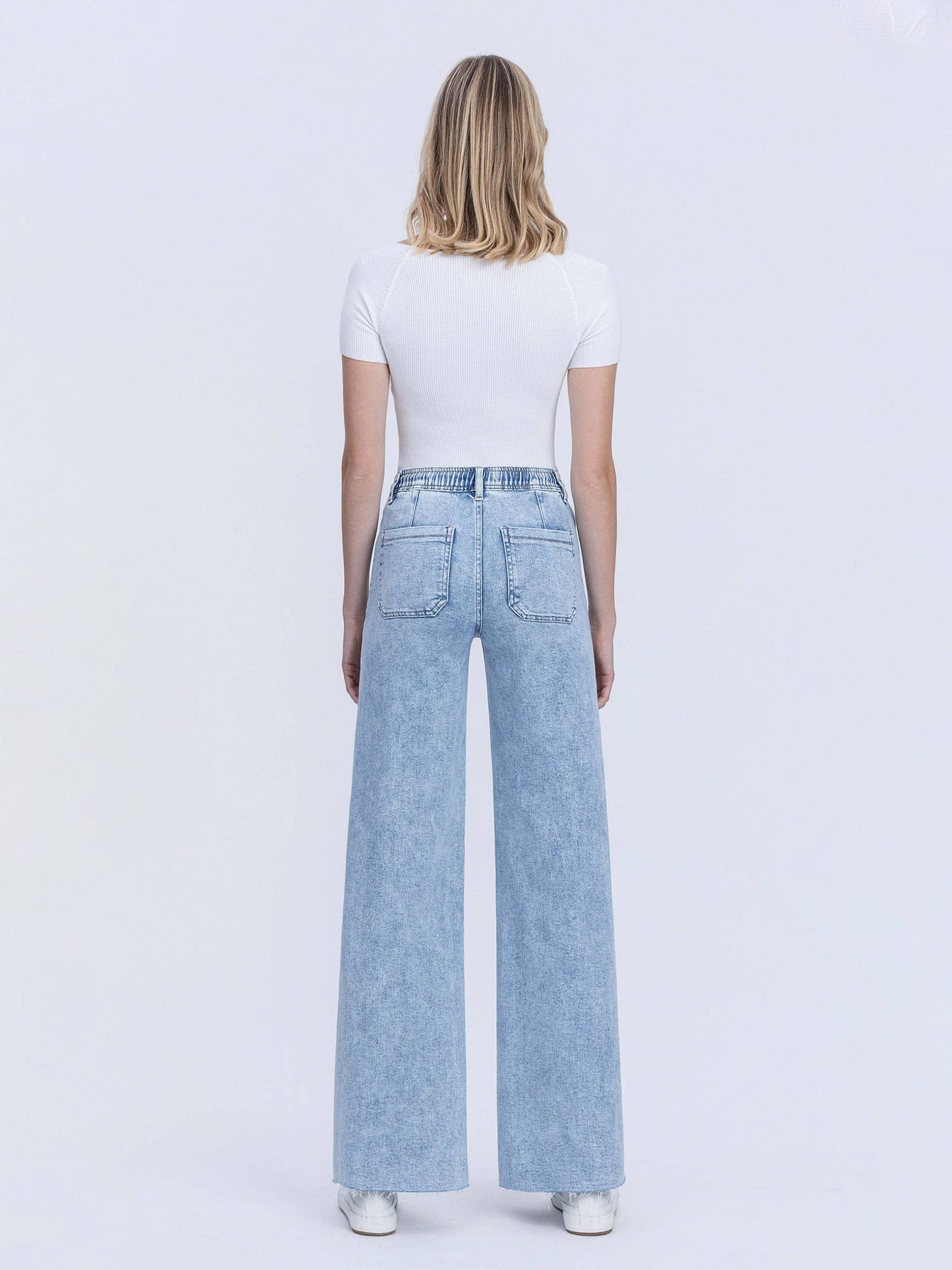 Drawstring Waist Wide Leg Jeans