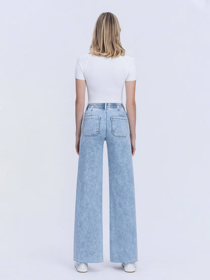 Drawstring Waist Wide Leg Jeans