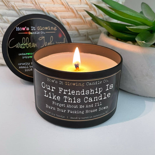 How's It Glowing Candle Co. - Our Friendship Is Like This Candle... | Fun 100% Soy Candle: Apples & Maple Bourbon-Bottoms Up Boutique-Anchorage AK