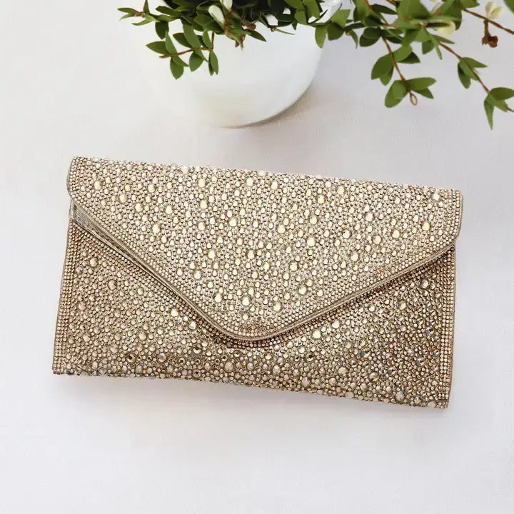 Bling Studded Envelop Evening Clutch/Crossbody Bag-Purses-Bottoms Up Boutique-Bottoms Up Boutique