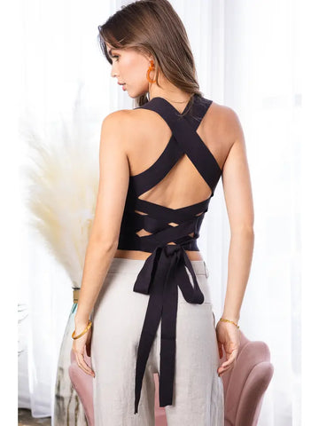 Knit Cross Back Top