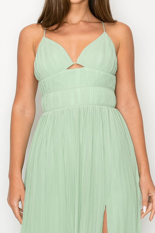 Woven Flowy Dress in Sage