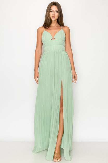 Woven Flowy Dress in Sage