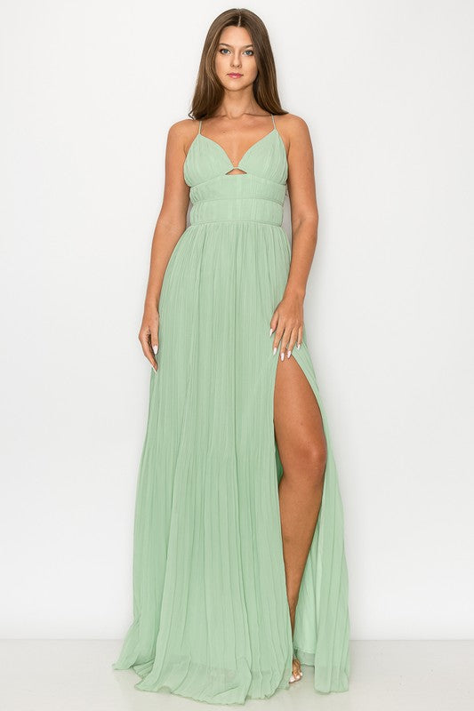 Woven Flowy Dress in Sage