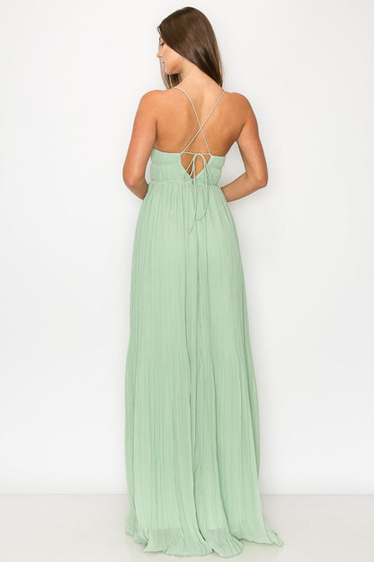 Woven Flowy Dress in Sage