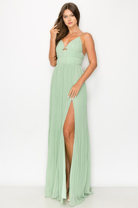 Woven Flowy Dress in Sage