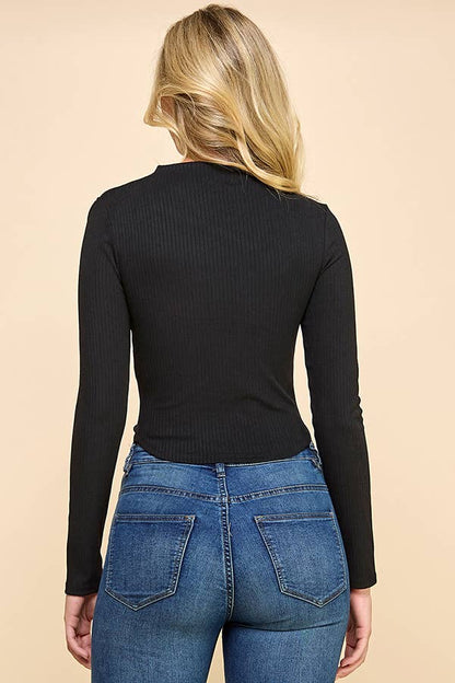 Black Asymmetrical Rib Top