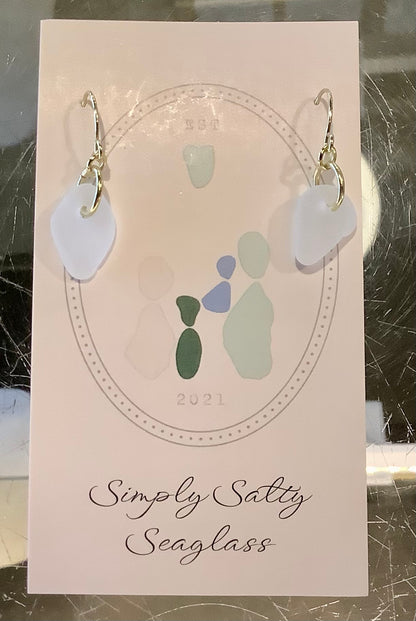 Gold Single Drop w/ White Seaglass