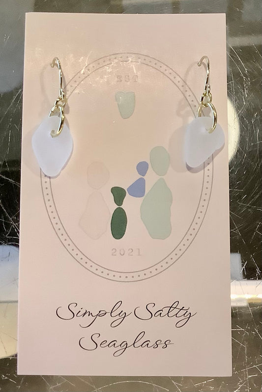 Gold Single Drop w/ White Seaglass