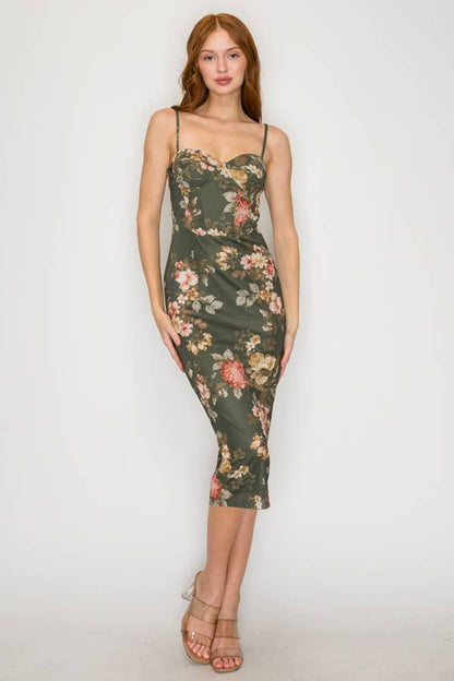 Floral Sweetheart Midi Dress