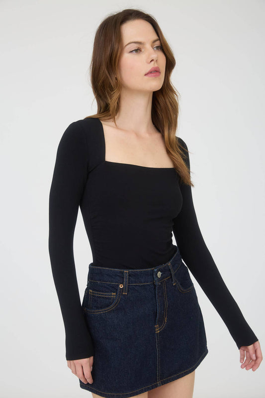 Square Neck Ruched Top-Shirts & Tops-The Workshop Studio-Bottoms Up Boutique