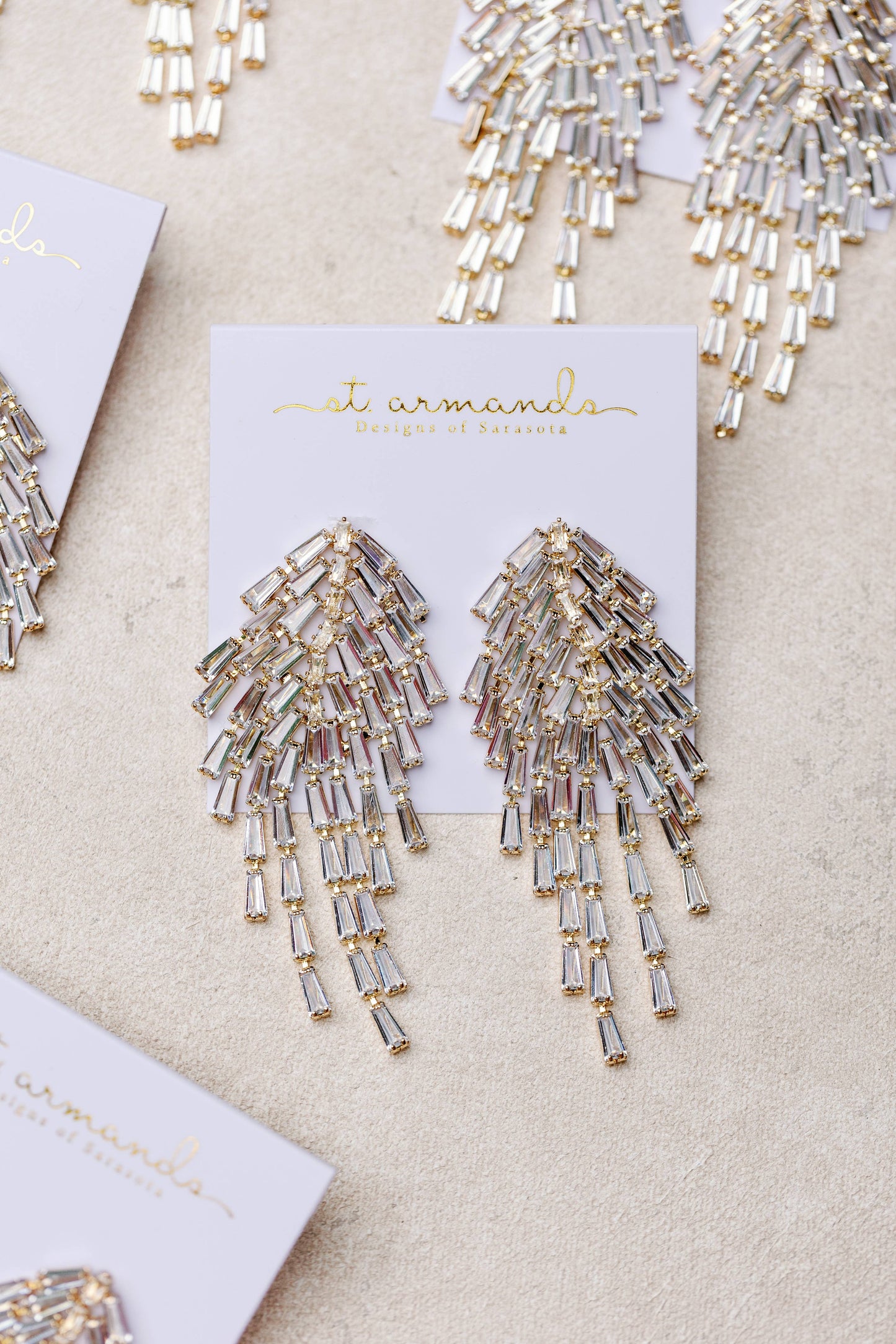 Crystal Waterfall Tassel Earrings