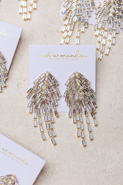 Crystal Waterfall Tassel Earrings