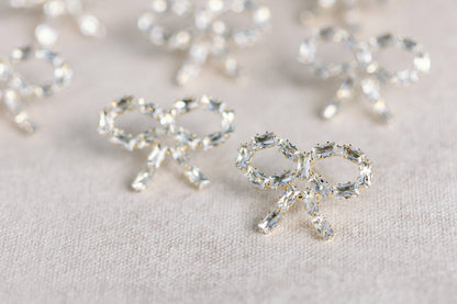 Sparkling Diamond Mini Bow Earrings