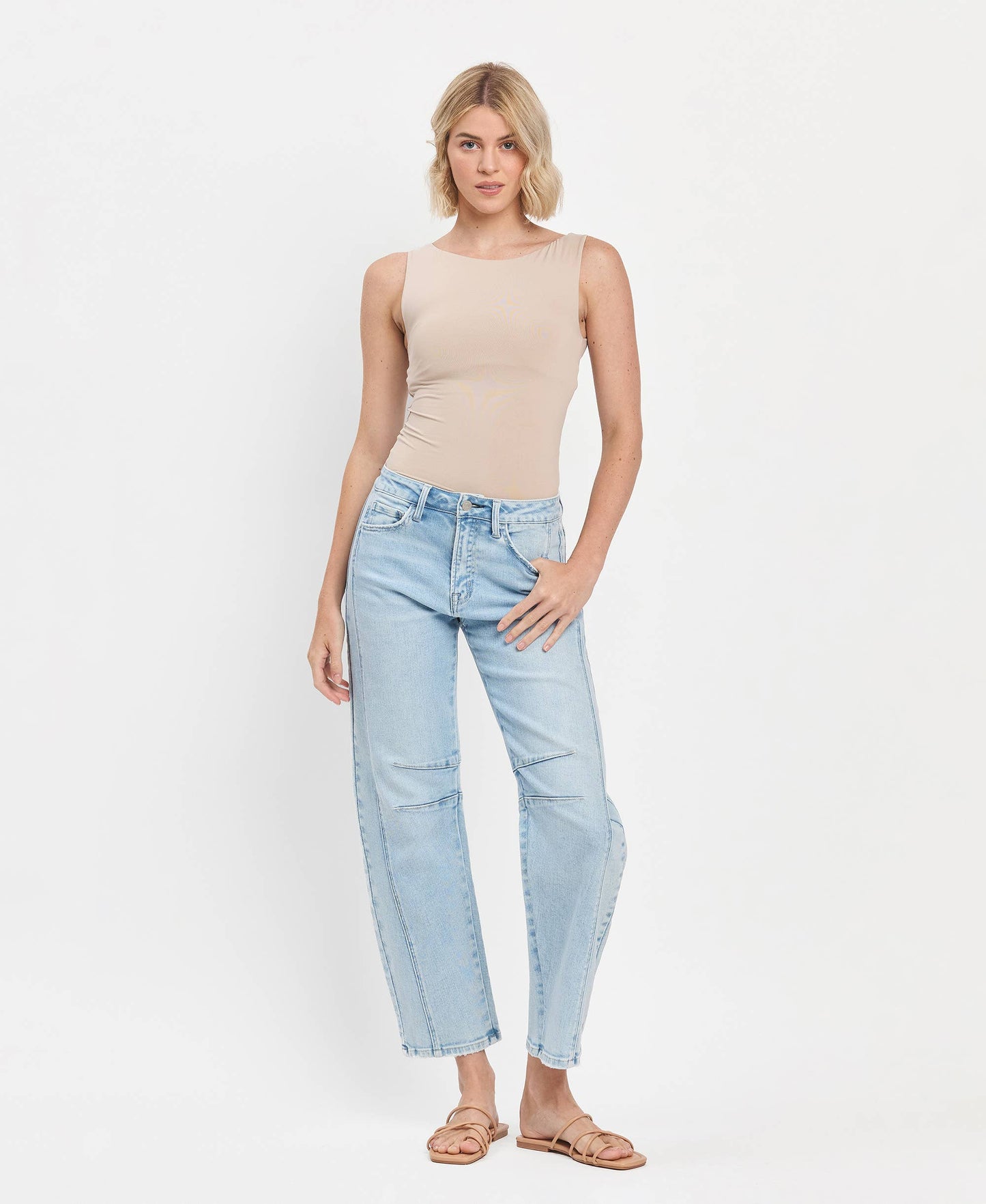 High Rise Barrel Leg Jeans