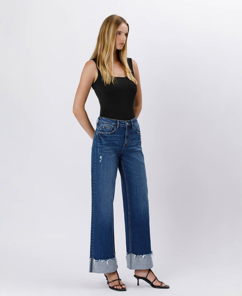 Blue Stream High Rise Cuffed Wide Leg