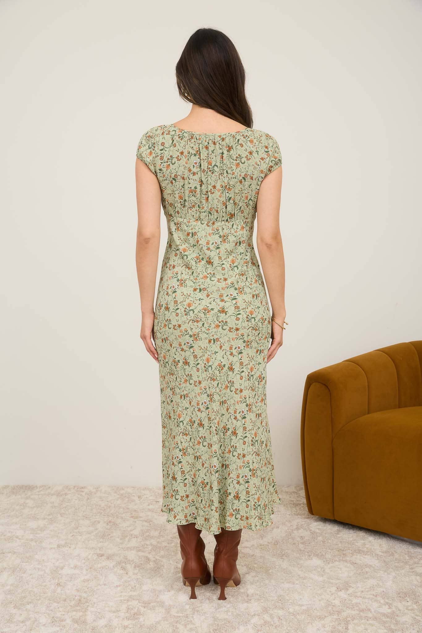 Floral Short Sleeve Midi Dress