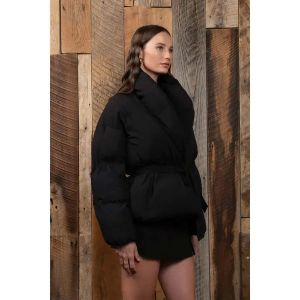 Waist Tie Puffer Jacket