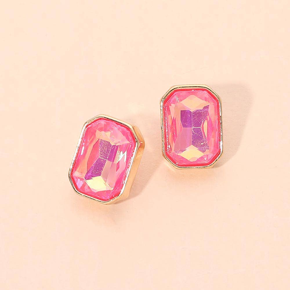 Geometric Stone Stud Earrings