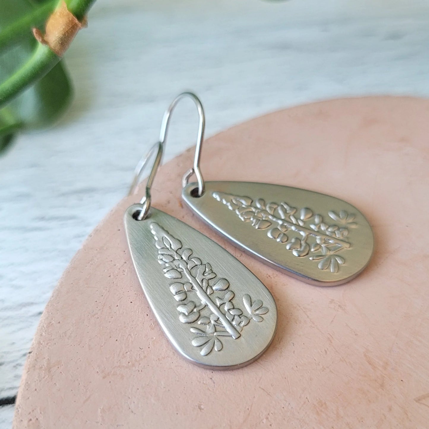 Lupine Tear Drop Dangle Earrings