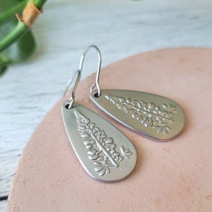Lupine Tear Drop Dangle Earrings